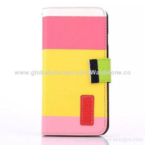 Rainbow-colored PU Leather Case for iPhone 6, Collision Color